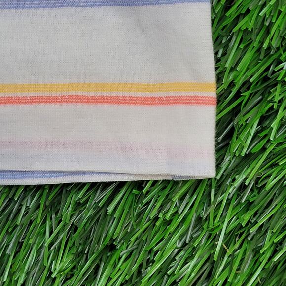 Vintage Par-Four MOD Striped Polo Shirt Womens S/M 18x23 Crop White - Picture 9 of 11